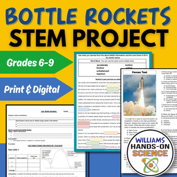 Preview of Forces Motion Newtons Laws Project Based Assessment STEM Bottle Rockets MS-PS2-1