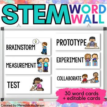 Preview of STEM Word Wall Vocabulary Bulletin Board for Makerspaces and Classrooms 