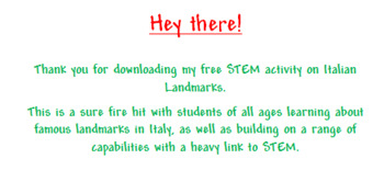 Preview of STEM activity on Italian Landmarks