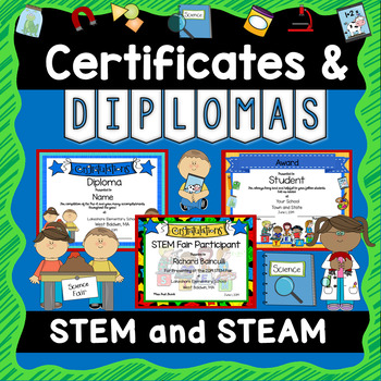 Preview of STEM Award Certificates - EDITABLE Diploma