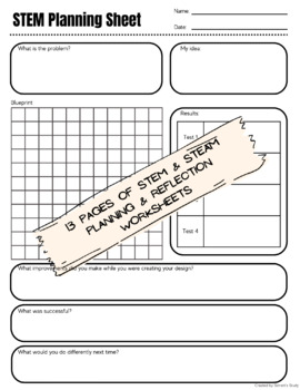 Preview of STEM and STEAM planning and reflection pages: Editable Digital Download
