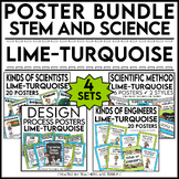 STEM and Science Posters Bundle in Lime and Turquoise