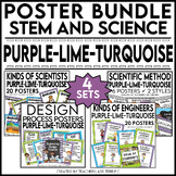 STEM and Science Posters Bundle in Purple, Lime, and Turquoise
