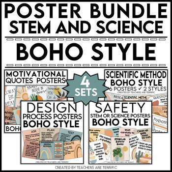 Preview of STEM and Science Posters Bundle in Boho-Style