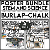 STEM and Science Posters Bundle in Burlap and Chalkboard