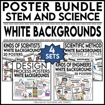 Preview of STEM and Science Posters Bundle with White Backgrounds