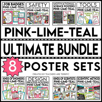 Preview of Ultimate STEM and Science Poster Bundle in Pink, Lime, and Teal