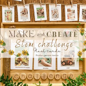 Preview of STEM challenge flashcards | provocations | stem bins -maker space REGGIO INSPIRD