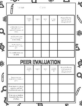 Preview of STEM or science related peer and/or self evaluation