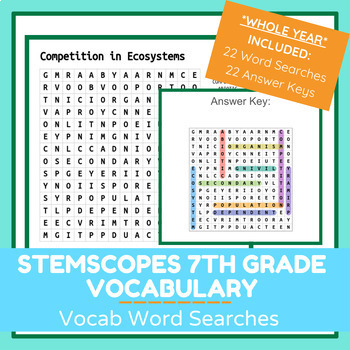 Preview of STEMscopes 7th Grade Vocabulary Practice - Word Search (WHOLE YEAR)