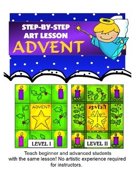 Preview of STEP-BY-STEP ART LESSON - ADVENT