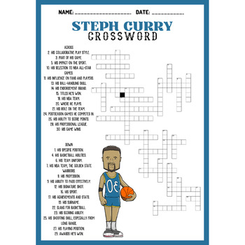 STEPH CURRY bundle word search word scramble crossword TPT