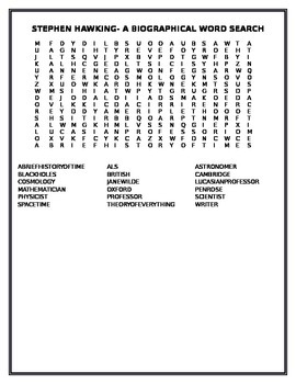 Preview of STEPHEN HAWKING-A BIOGRAPHICAL WORD SEARCH