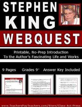 Preview of STEPHEN KING Webquest | Worksheets | Printables