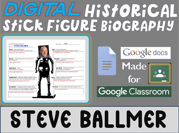 Preview of STEVE BALLMER Digital Historical Stick Figure Biography (MINI BIOS)