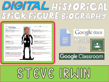 Preview of STEVE IRWIN Digital Historical Stick Figure Biography (MINI BIOS)