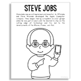 STEVE JOBS Inventor Coloring Page Poster Craft | STEM Work