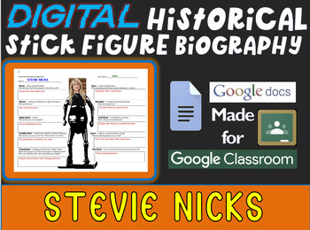 Preview of STEVIE NICKS Digital Historical Stick Figure Biography (MINI BIOS)