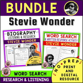 Preview of Black History Month Music Lesson Activities and Worksheets - STEVIE WONDER