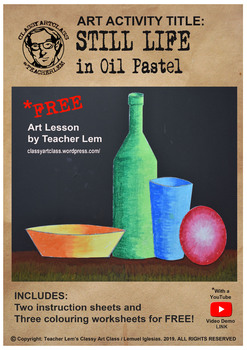 Preview of STILL LIFE IN OIL PASTEL: 5-Page Worksheet with YouTube Video Demo