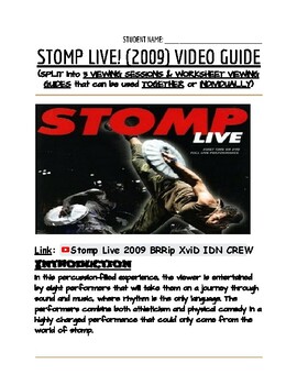 Preview of STOMP LIVE 2009 Viewing Guide Question Worksheet