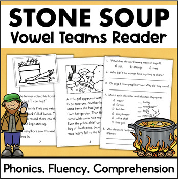 Preview of 2nd Grade Long Vowel Teams Decodable Readers Passages STONE SOUP Long A E O
