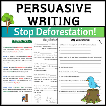 Preview of STOP Deforestation! (Persuasive Examples & Worksheets)