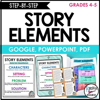 Preview of STORY ELEMENTS GRAPHIC ORGANIZER, STORY ELEMENTS POSTER, TASK CARDS, PASSAGES