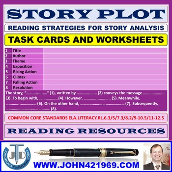 Preview of STORY PLOT TASK CARDS AND WORKSHEETS