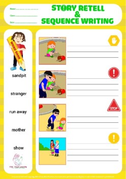 STORY RETELL, SEQUENCE WRITING, DANGEROUS SITUATION, sequencing, ABA, 2 ...