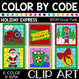 CHRISTMAS EXPRESS  Color by Number or Code Clip Art