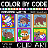 STORYBOOK MITTEN  Color by Number or Code Clip Art WINTER
