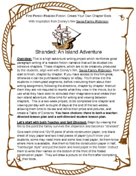 Preview of Narrative Writing: STRANDED-Inspiration from Disney's "Swiss Family Robinson"