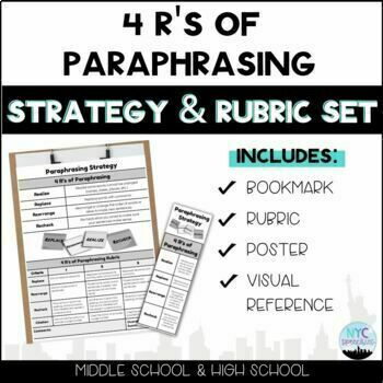 Preview of STRATEGY & RUBRIC SET: 4 R's of Paraphrasing