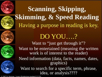 Preview of STRATEGY_Skim, Skip, Scan, and Speed Reading Skills Pt2