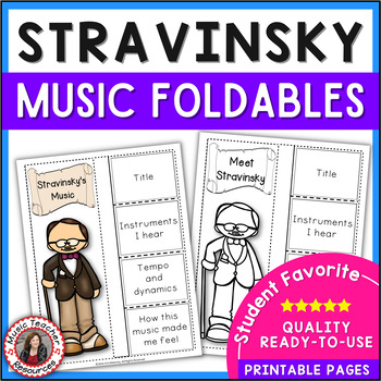 Preview of Music Composer Worksheets -STRAVINSKY Biography Research and Listening Foldables