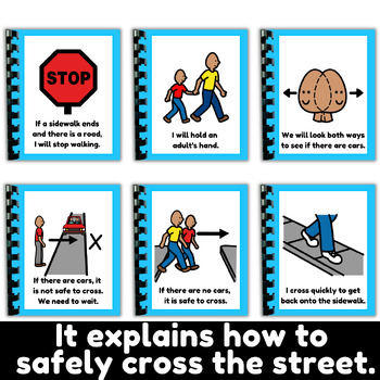 Road safety rules for children set. Kids crossing street along