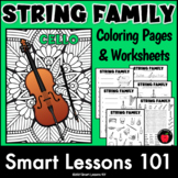 STRING FAMILY INSTRUMENTS Coloring Pages Worksheets Music 