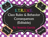 S.T.R.I.V.E. Class Rules & Behavior Consequences (Editable