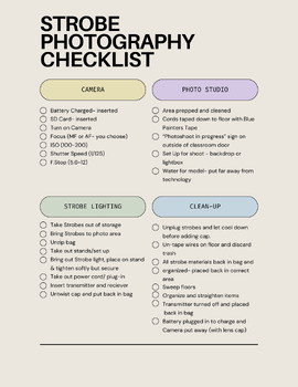 Preview of STROBE PHOTOGRAPHY CHECKLIST
