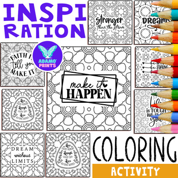 STRONG Inspiration Coloring Pages Positive Quotes Activities NO PREP