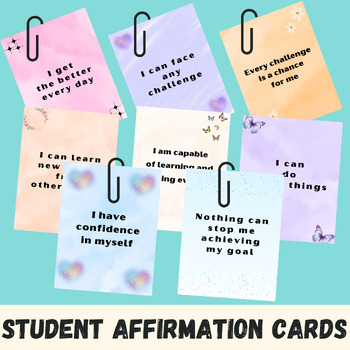 Preview of STUDENT AFFIRMATION CARDS, VISION BOARD PRINTABLES, SOCIAL EMOTIONAL LEARNING