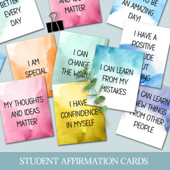 STUDENT AFFIRMATION CARDS, VISION BOARD PRINTABLES, SOCIAL EMOTIONAL  LEARNING