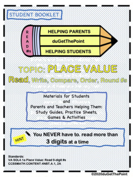 Preview of STUDENT BOOKLET PLACE VALUE READ #s