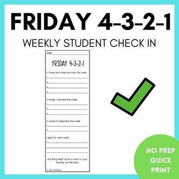 Preview of STUDENT CHECK IN: FRIDAY 4-3-2-1