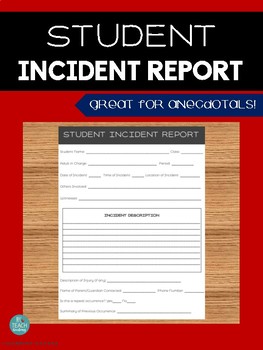 Preview of STUDENT INCIDENT REPORT: Anecdotal Form & Log