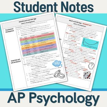 Preview of STUDENT NOTES - AP Psychology - Unit 6 Development