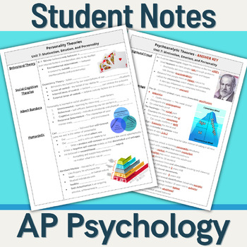 Preview of STUDENT NOTES - AP Psychology - Unit 7 Motivation, Emotion, and Personality