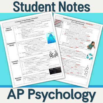 Preview of STUDENT NOTES - AP Psychology - Unit 8 Clinical Psychology