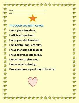 Preview of STUDENT PLEDGE: Say this pledge every morning with your class! Make a poster!